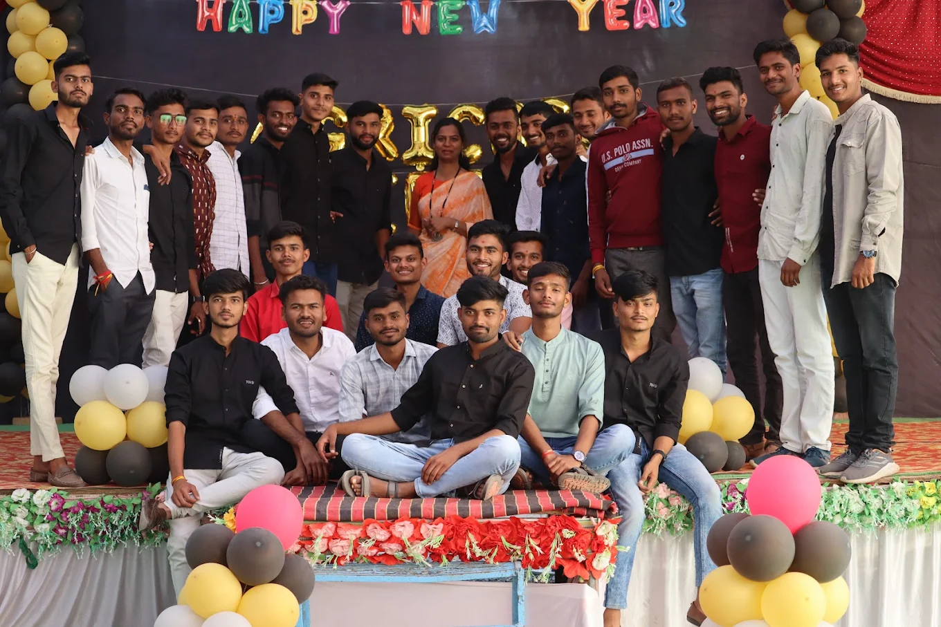 Students celebrating New Year event on campus